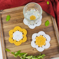 crochet flower coaster