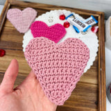 crochet heart coaster