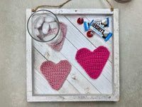 crochet heart coaster scene