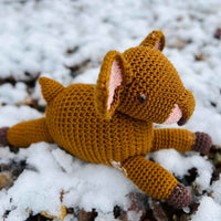 amigurumi crochet deer in the snow