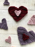 flat crochet heart applique pattern