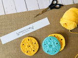 crochet face scrubbie packaging