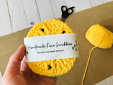 face scrubbie crochet pattern with labels