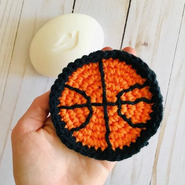 crochet basketball scrubbie pattern